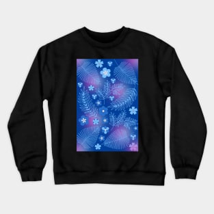 Light Blue leaves and flowers pattern Crewneck Sweatshirt